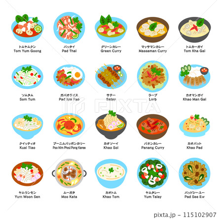 タイ料理,エスニック料理,アジア料理のアイコンイラスト 115102907