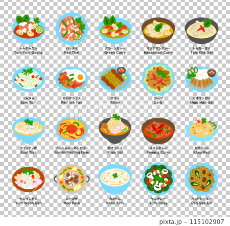 タイ料理,エスニック料理,アジア料理のアイコンイラスト 115102907