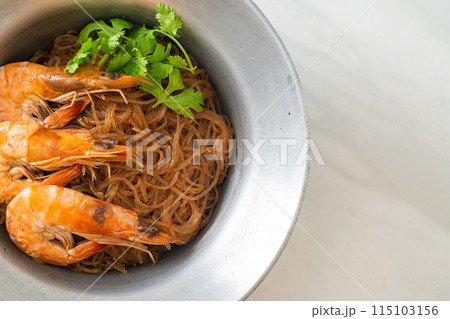 Casseroled or Baked Shrimp with Glass Noodles Casseroled or Baked Shrimp with Glass Noodles 115103156