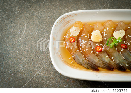 Korean Style Pickled Prawns or  Korean Soy Sauce Pickled Shrimp 115103751