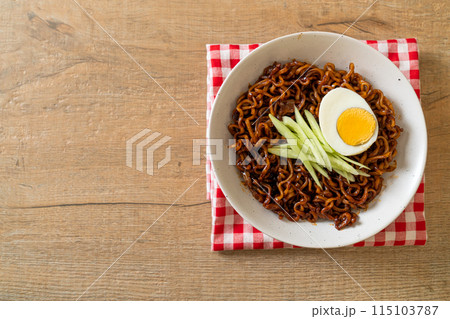 Korean Instant Noodle with Black Bean Sauce (Jajangmyeon or JJajangmyeon) Korean Instant Noodle with Black Bean Sauce (Jajangmyeon or JJajangmyeon) 115103787