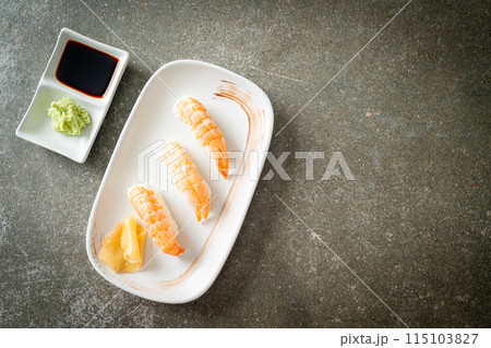 Shrimps Sushi or Ebi Nigiri Sushi 115103827