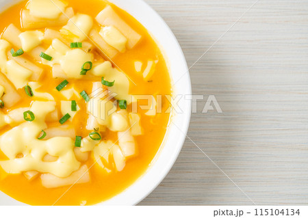 tteokbokki with cheese or Korean rice cake with cheese tteokbokki with cheese or Korean rice cake with cheese 115104134