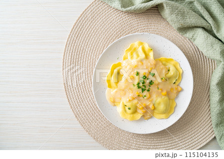 ravioli pasta with corn cheese sauce ravioli pasta with corn cheese sauce 115104135