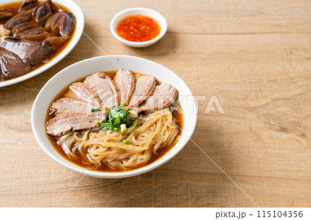duck noodles with stewed duck soup duck noodles with stewed duck soup 115104356