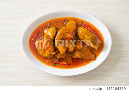 Redtail Catfish Fish in Dried Red Curry Sauce that called Choo Chee Redtail Catfish Fish in Dried Red Curry Sauce that called Choo Chee 115104389