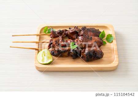 grilled chicken liver with herbs and spices grilled chicken liver with herbs and spices 115104542