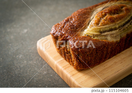 banana cake on wood board banana cake on wood board 115104605