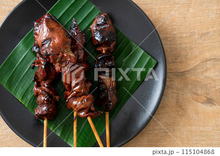 grilled chicken liver skewer in Asian style 115104868