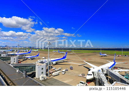 【東京都】晴天の羽田空港C滑走路（第2ターミナル展望デッキ） 115105446