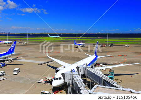 【東京都】晴天の羽田空港C滑走路（第2ターミナル展望デッキ） 115105450