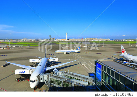 【東京都】晴天の羽田空港C滑走路（第2ターミナル展望デッキ） 115105463