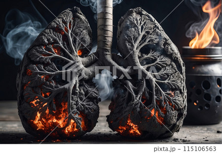 Lungs of a cigarette smoker, consequences of smoking cigarettes. Consequences of smoking 115106563