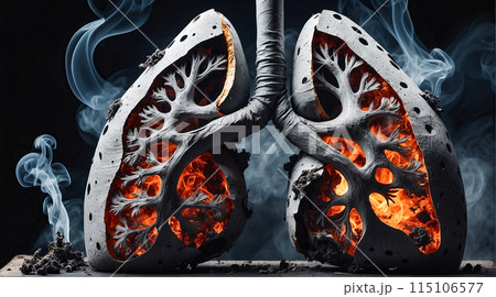Lungs of a cigarette smoker, consequences of smoking cigarettes. Consequences of smoking 115106577