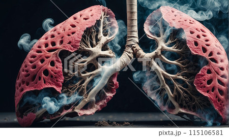 Lungs of a cigarette smoker, consequences of smoking cigarettes. Consequences of smoking 115106581