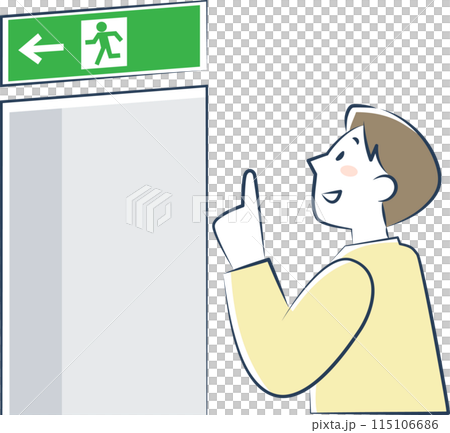 一名男子檢查緊急出口的上半身 115106686