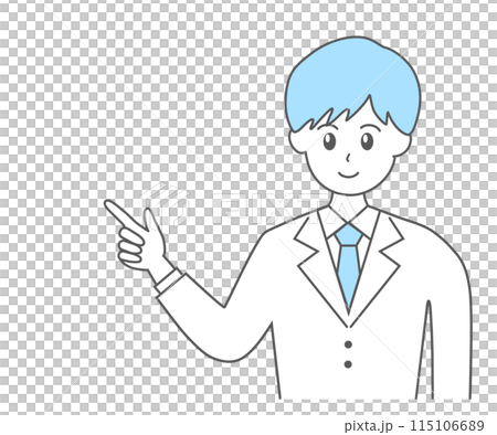 Illustration material of a young male doctor explaining the points Illustration material of a young male doctor explaining the points 115106689