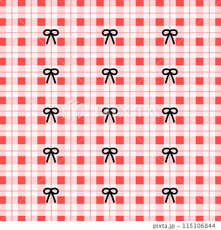 Red square plaid with black ribbon pattern for rock background, wallpaper, backdrop, ad template, fabric print, banner, gift wrap, packaging, duvet, textile, shirt, clothing, garment, kid pattern 115106844