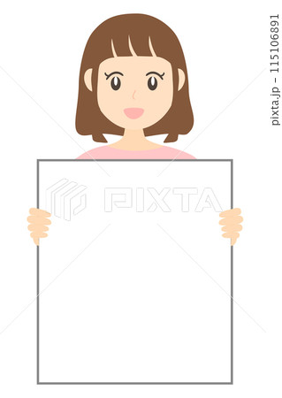 フリップを持ってポイント解説する若い女性のイラスト素材 フリップを持ってポイント解説する若い女性のイラスト素材 115106891