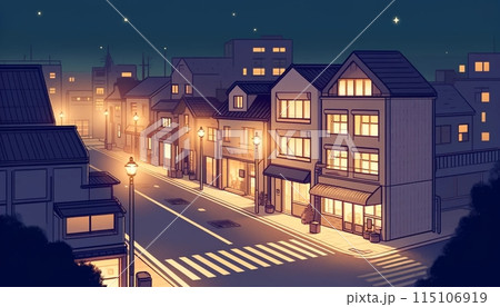 綺麗な住宅街の夜景 115106919