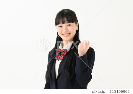 女子高生　制服　ガッツポーズ 115106963