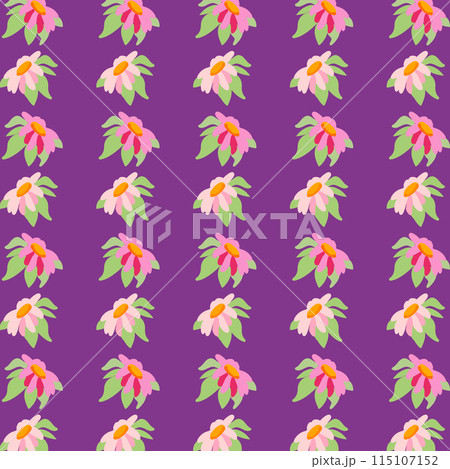 Seamless pattern daisy Lilac background dards posters banners Spring Summer fabric clothes Packaging wallpaper template Textile 115107152