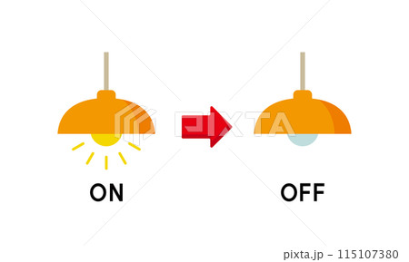 電球のONとOFF　節電のイメージ 115107380