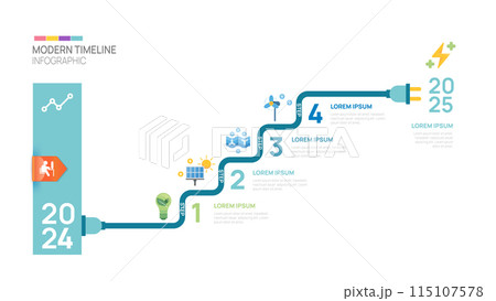 energy step timeline infographic line template. Modern milestone element timeline diagram, vector infographics. 115107578
