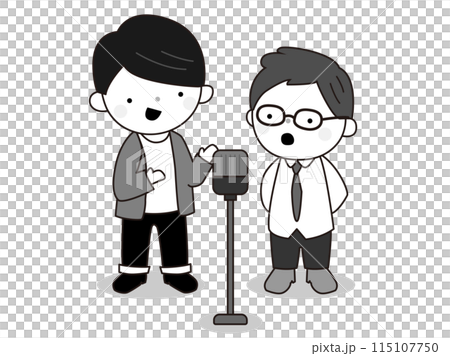 兩名男子表演曼西的插圖,單色 兩名男子表演曼西的插圖,單色 115107750