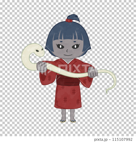 ヘビを持った座敷わらし(コワイコワイ) ヘビを持った座敷わらし(コワイコワイ) 115107992