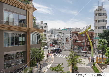 代官山駅入り口交差点 個性的なショップが並ぶ街並み 東京都渋谷区 代官山駅入り口交差点 個性的なショップが並ぶ街並み 東京都渋谷区 115108779