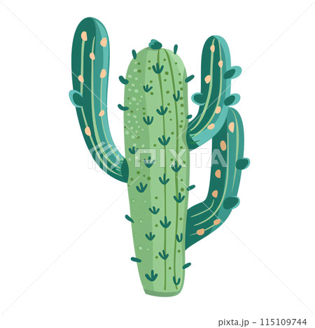 Cactus in Traditional Pattern Pot flat Illustration 115109744