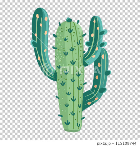 Cactus in Traditional Pattern Pot flat Illustration 115109744