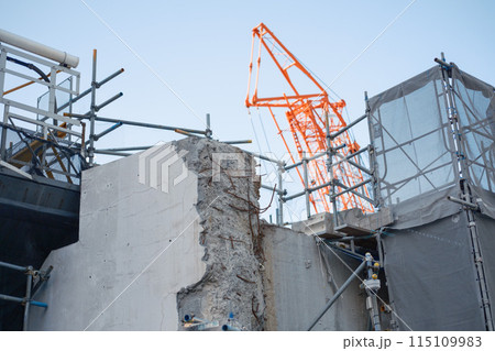 再開発が進む渋谷駅舎とクレーン 東京都渋谷区 再開発が進む渋谷駅舎とクレーン 東京都渋谷区 115109983