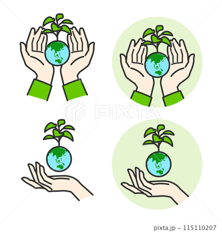 地球に緑が茂っているイラストを手で支えて、SDGsを表現 地球に緑が茂っているイラストを手で支えて、SDGsを表現 115110207