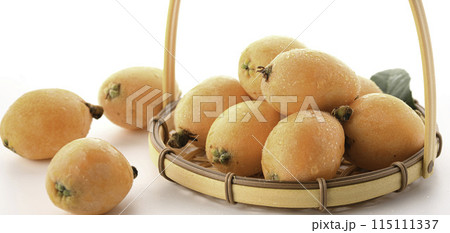 初夏の味覚　びわ （香川県産）大薬王樹 白背景 115111337