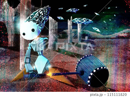 壊れかけた水晶のロボットのイラストのイラスト素材 [115111820] - PIXTA