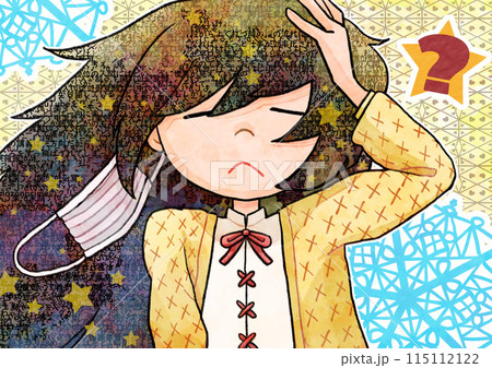 混乱している女の子のポップなイラスト 115112122