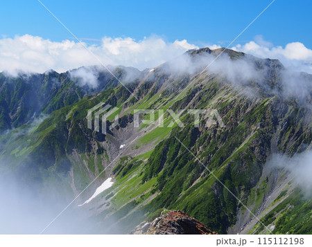 南アルプス･北岳・八本歯のコル付近から望む夏の間ノ岳 115112198