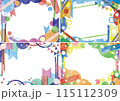 手描きイラスト水彩風フレームセット 115112309