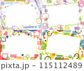 手描きイラスト水彩風フレームセット 115112489