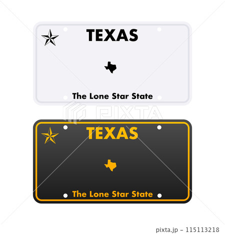 License plate of Texas. Car number plate. Vector stock illustration License plate of Texas. Car number plate. Vector stock illustration 115113218