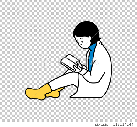 一個女人坐著讀書的插圖 一個女人坐著讀書的插圖 115114144