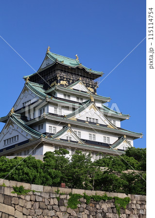 大阪城公園、タワマンのラウンジから望む新緑の大阪城、初夏、夏、春、大阪城、大坂観光、晴天の大阪城 大阪城公園、タワマンのラウンジから望む新緑の大阪城、初夏、夏、春、大阪城、大坂観光、晴天の大阪城 115114754