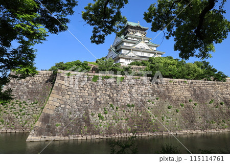 大阪城公園、タワマンのラウンジから望む新緑の大阪城、初夏、夏、春、大阪城、大坂観光、晴天の大阪城 大阪城公園、タワマンのラウンジから望む新緑の大阪城、初夏、夏、春、大阪城、大坂観光、晴天の大阪城 115114761