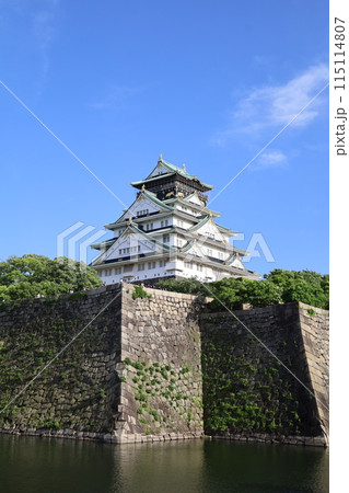 大阪城公園、タワマンのラウンジから望む新緑の大阪城、初夏、夏、春、大阪城、大坂観光、晴天の大阪城 115114807