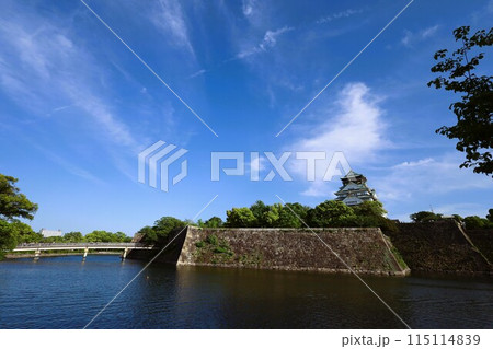 大阪城公園、タワマンのラウンジから望む新緑の大阪城、初夏、夏、春、大阪城、大坂観光、晴天の大阪城 大阪城公園、タワマンのラウンジから望む新緑の大阪城、初夏、夏、春、大阪城、大坂観光、晴天の大阪城 115114839