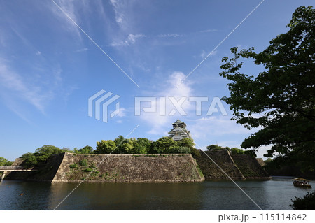 大阪城公園、タワマンのラウンジから望む新緑の大阪城、初夏、夏、春、大阪城、大坂観光、晴天の大阪城 大阪城公園、タワマンのラウンジから望む新緑の大阪城、初夏、夏、春、大阪城、大坂観光、晴天の大阪城 115114842
