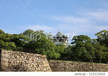大阪城、春、夏、初夏、秋、タワマンのラウンジから望む新緑の大阪城、大阪城公園、大阪観光、関西観光 115115032