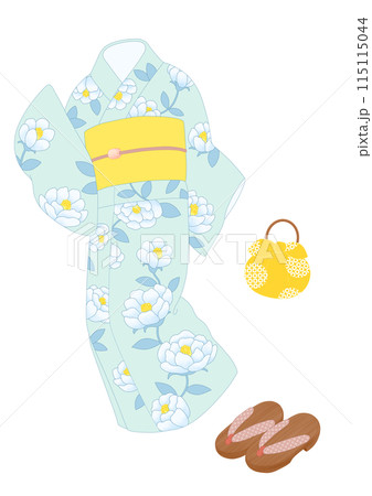 夏の和服　浴衣イラストセット　 115115044